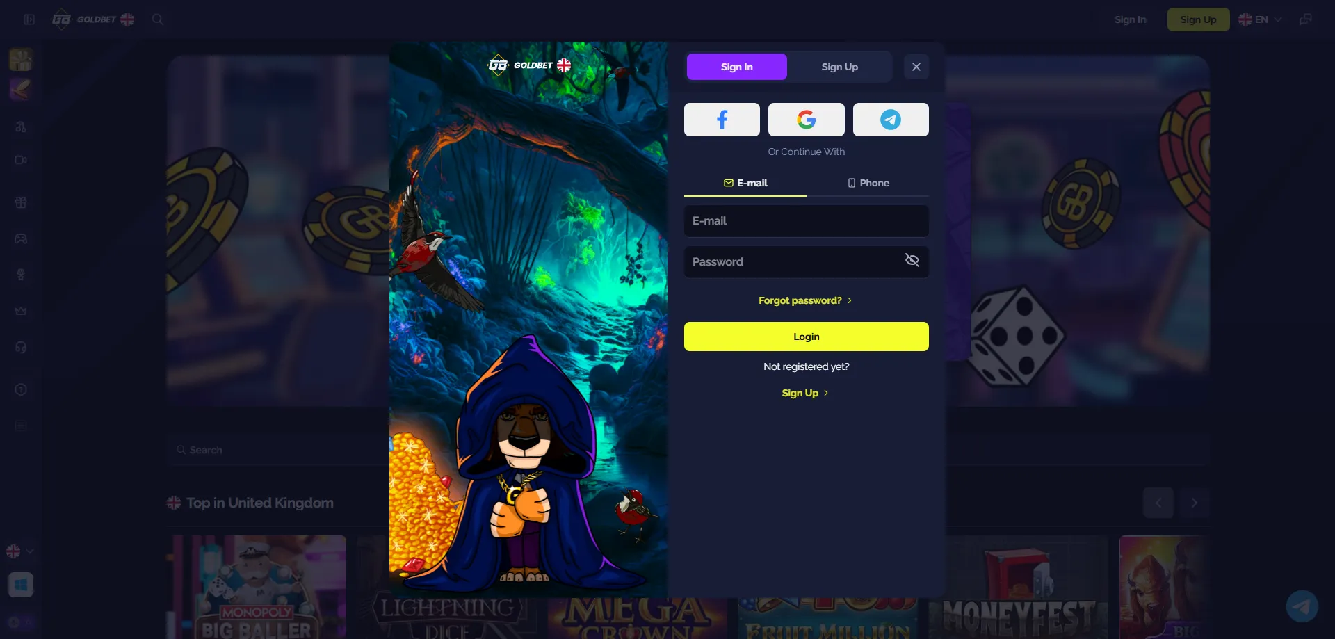 Goldbet Casino login page &mdash; goldbet com login and account management
